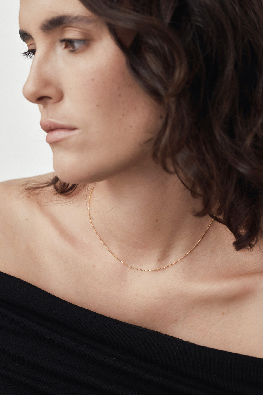 14k Tiny ball chain necklace