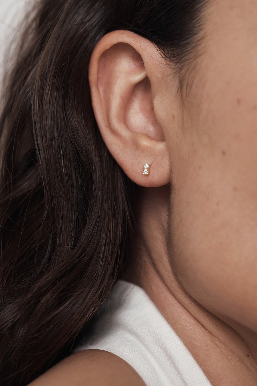 14k Twin stone studs