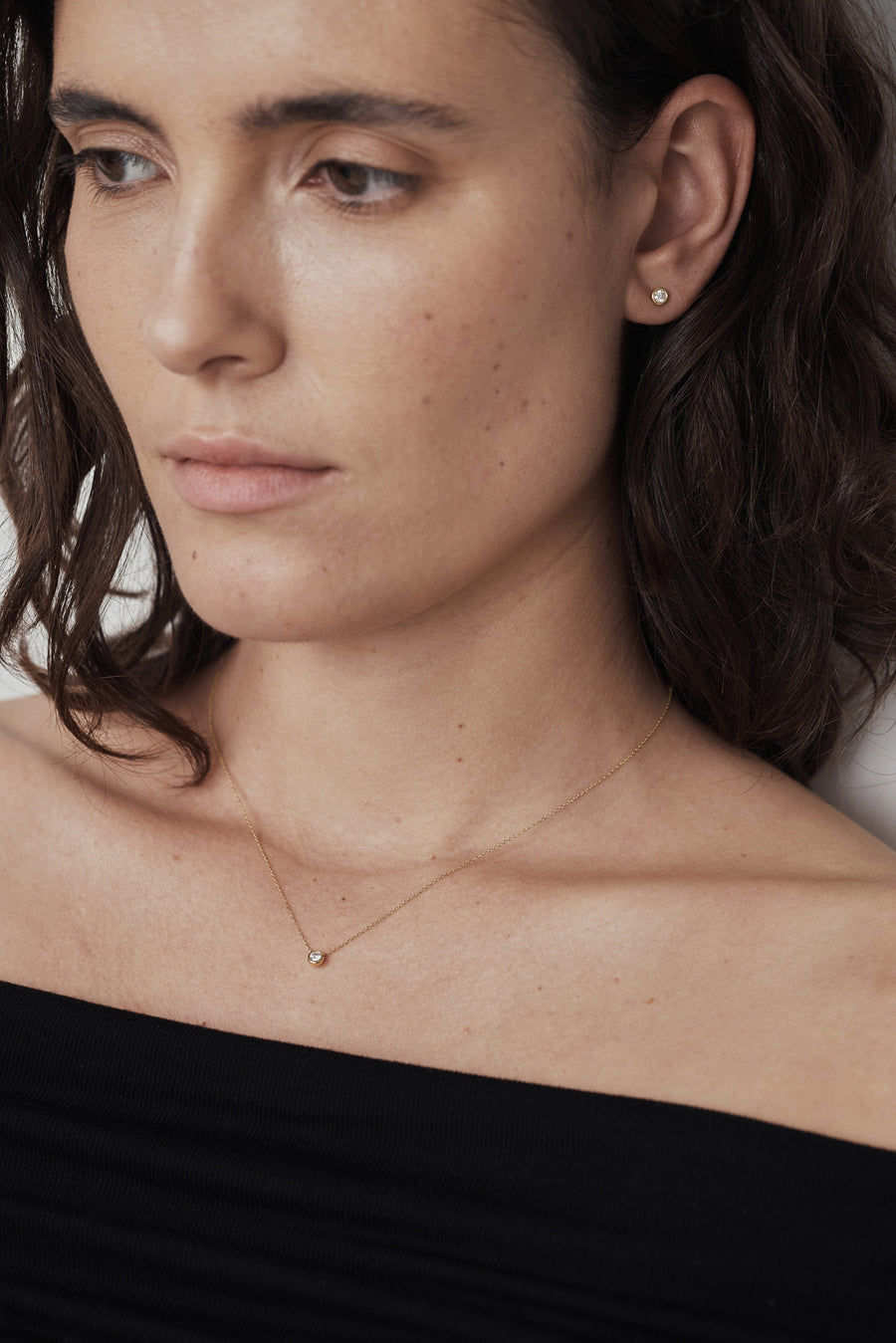 14k Facet stone necklace - Moissanite