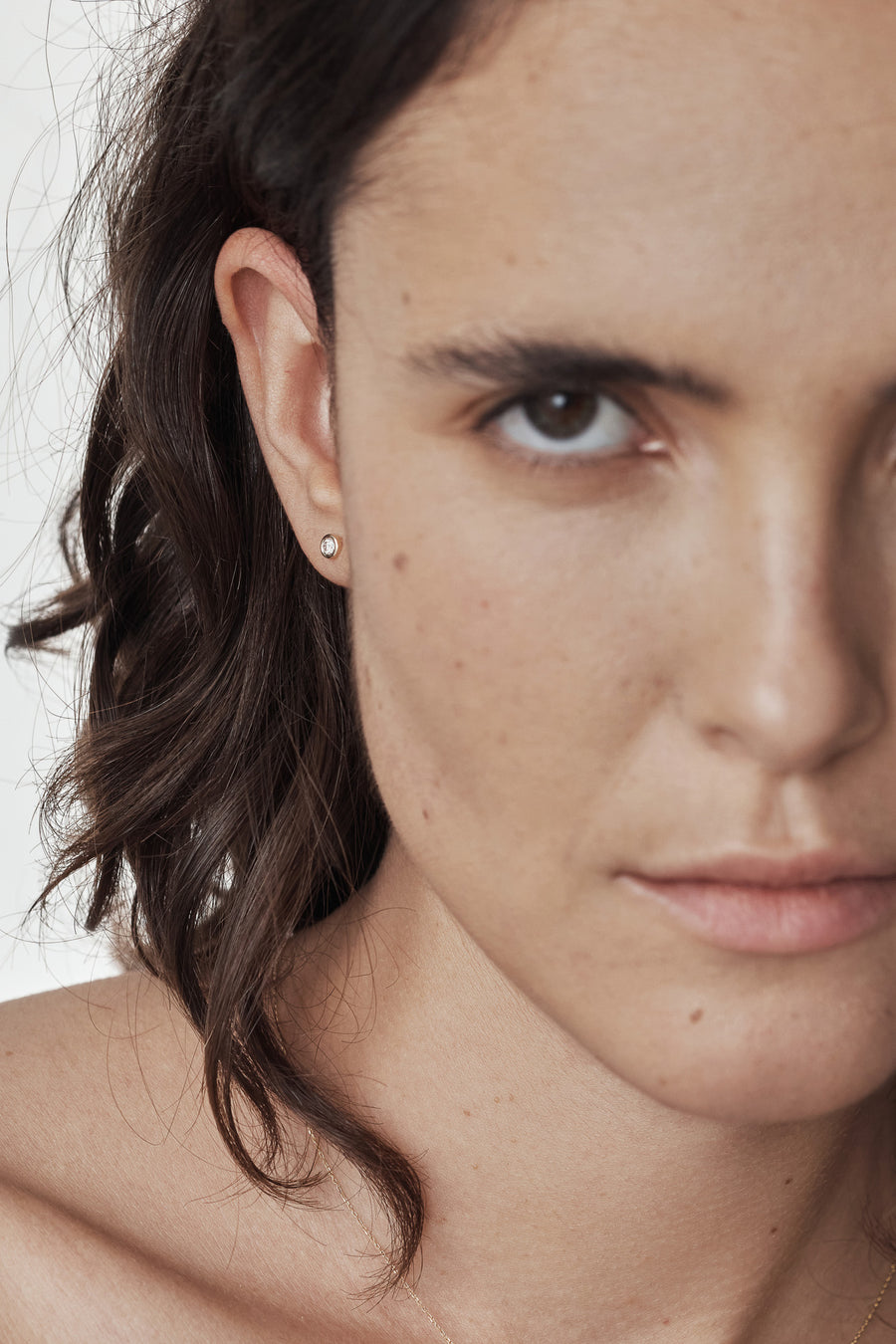 14k Facet stone studs - Moissanite