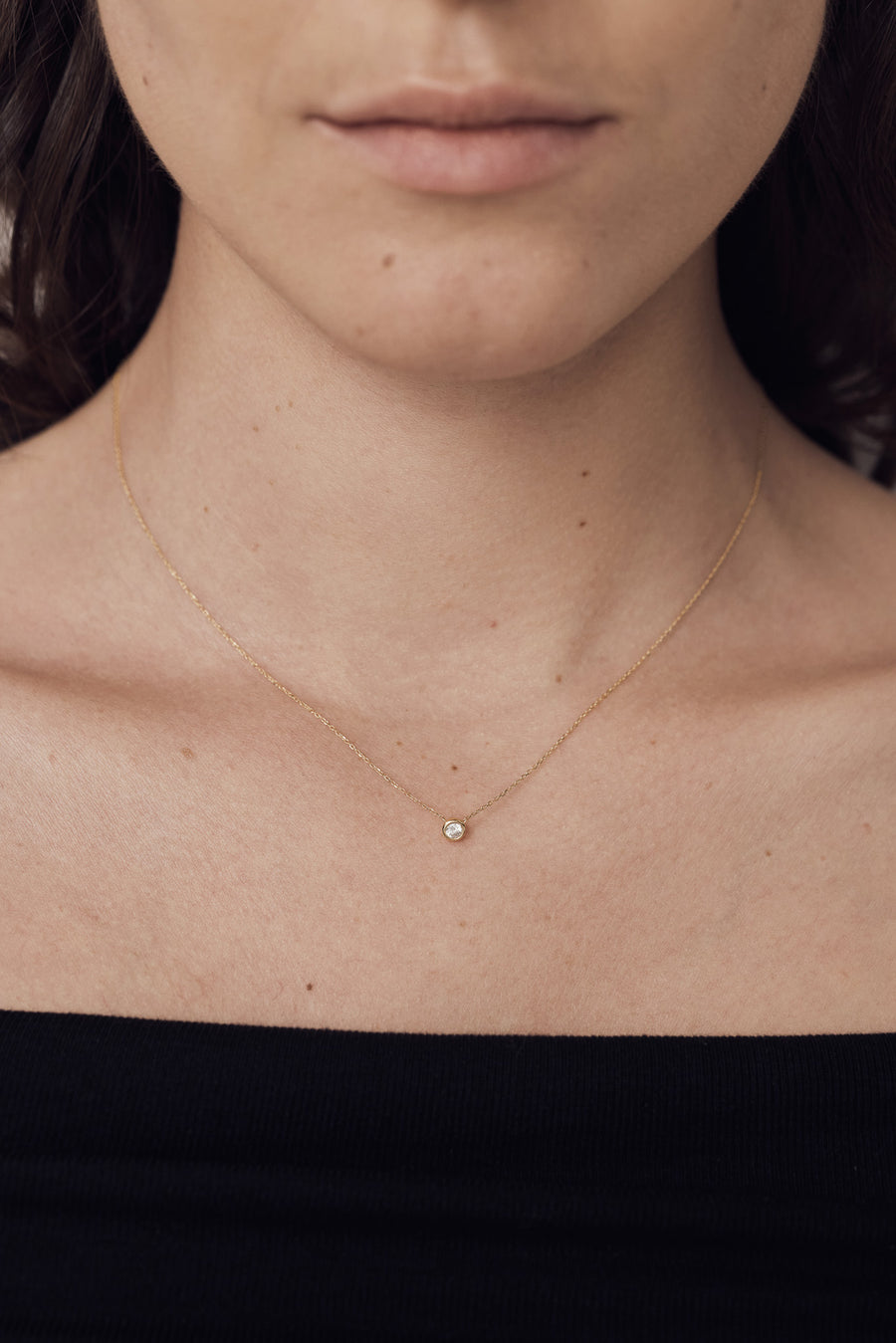 14k Facet stone necklace - Moissanite