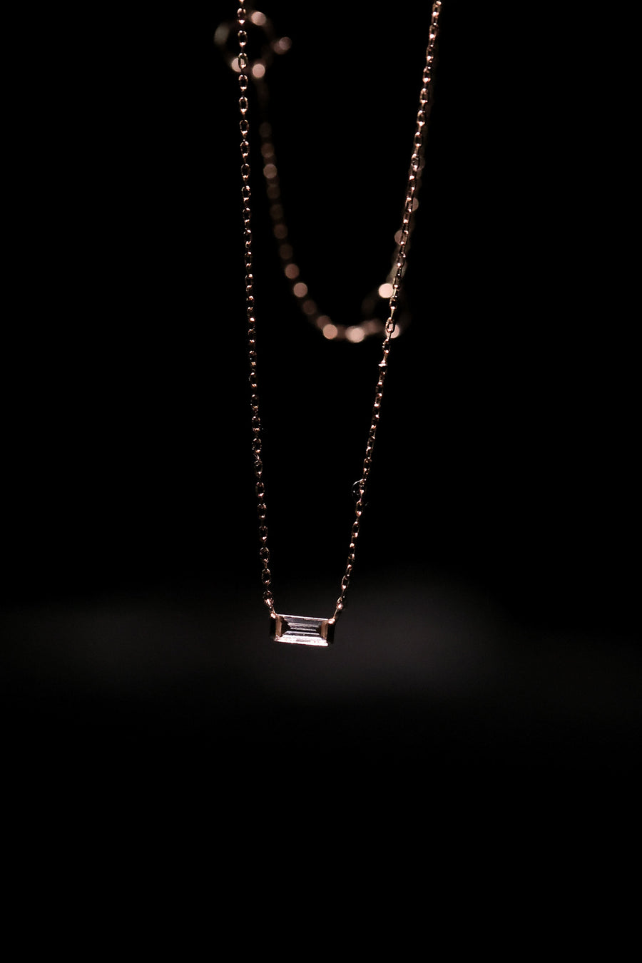 [14K] Square stone necklace