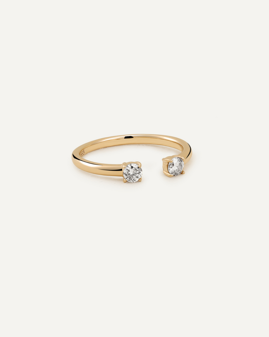 [14K] Open cuff diamond ring
