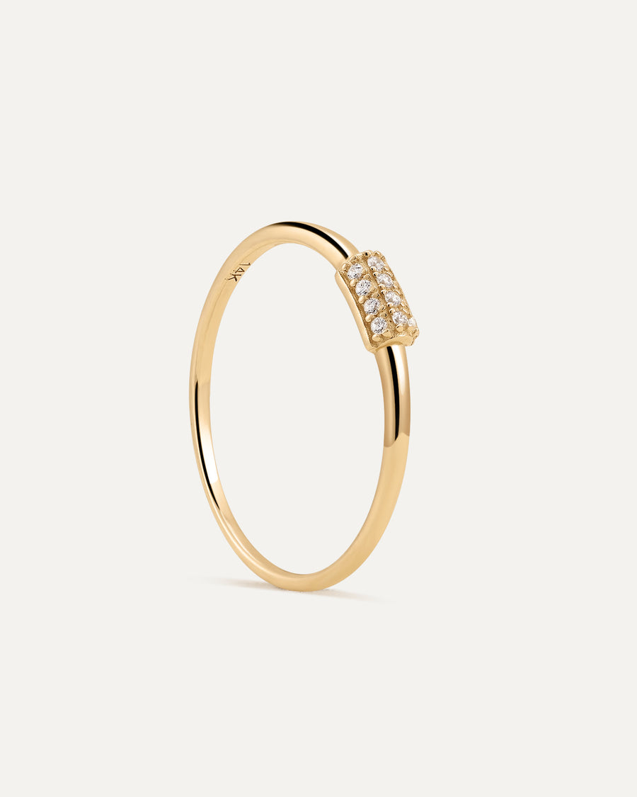 [14K] Pave diamond point ring