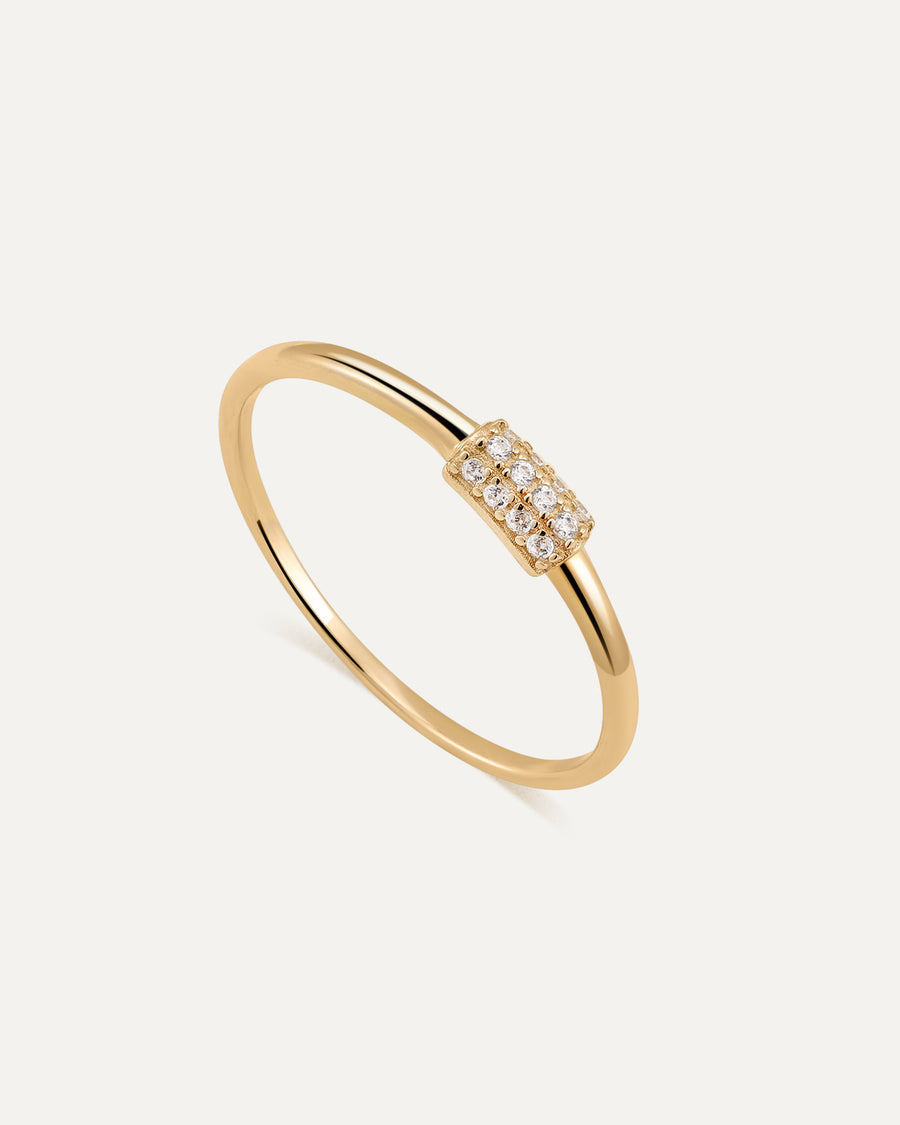 [14K] Pave diamond point ring