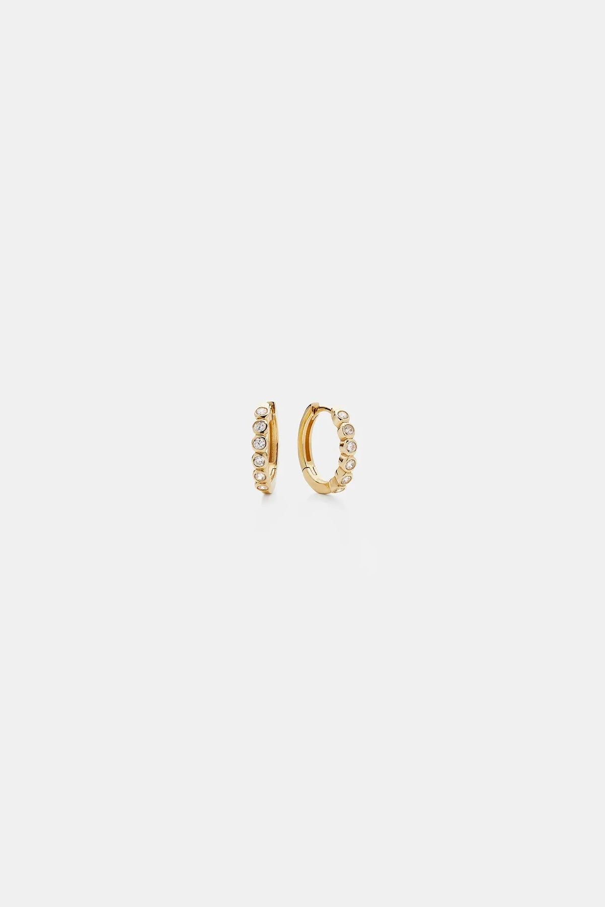 [14K] Round stone hoop DAUGHTERS JEWELRY