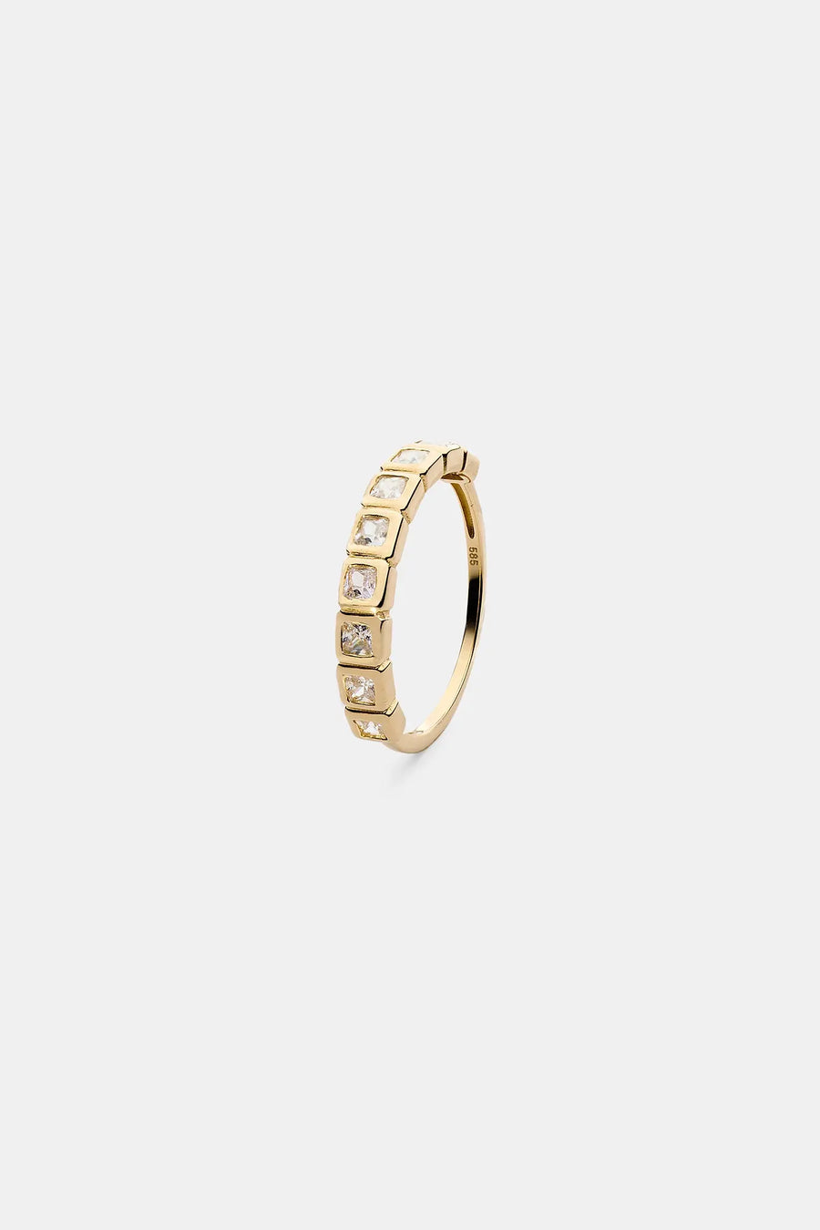 [14K] Square half eternity ring