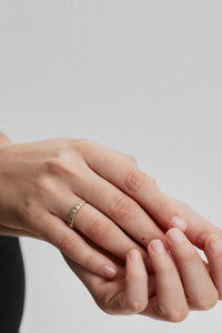 14K] Square half eternity ring - DAUGHTERS JEWELRY