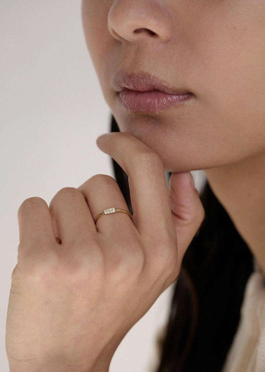 [14K] Pave diamond point ring