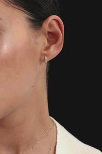 14K] Round stone hoop - DAUGHTERS JEWELRY
