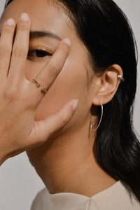 14K] Open cuff diamond ring - DAUGHTERS JEWELRY